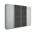 Beluga Extra Sliding Wardrobe - 271cm - 4 Door - Silk Grey & Basalt Glass Front