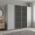 Beluga Extra Sliding Wardrobe - 271cm - 4 Door - Silk Grey & Basalt Glass Front