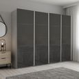 Beluga Extra Sliding Wardrobe - 271cm - 4 Door - Silk Grey & Basalt Glass