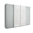 Beluga Extra Sliding Wardrobe - 271cm - 4 Door - Silk Grey & White Glass Front