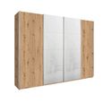 Beluga Extra Sliding Wardrobe - 271cm - 4 Door - White High Gloss & Artisan Oak Front