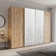 Beluga Extra Sliding Wardrobe - 271cm - 4 Door - White High Gloss & Artisan Oak Front