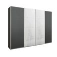 Beluga Extra Sliding Wardrobe - 271cm - 4 Door - White High Gloss & Graphite Front