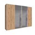 Rauch Beluga Extra 271cm 4 Door Sliding Wardrobe with Grey Mirror - Artisan Oak