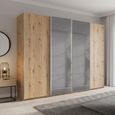 Rauch Beluga Extra 271cm 4 Door Sliding Wardrobe with Grey Mirror - Artisan Oak