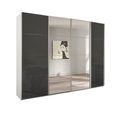 Beluga Extra Sliding Wardrobe - 271cm - 4 Door - Mirror - Alpine White & Basalt Glass