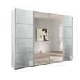 Beluga Extra Sliding Wardrobe - 271cm - 4 Door - Mirror - Alpine White & Silk Grey Glass
