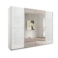 Beluga Extra Sliding Wardrobe - 271cm - 4 Door - Mirror - Alpine White & White Glass