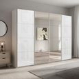 Beluga Extra Sliding Wardrobe - 271cm - 4 Door - Mirror - Alpine White & White Glass