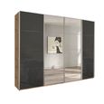 Beluga Extra Sliding Wardrobe - 271cm - 4 Door - Mirror - Artisan Oak & Basalt Glass