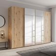 Beluga Extra Sliding Wardrobe - 271cm - 4 Door - Mirror - Artisan Oak