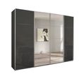 Beluga Extra Sliding Wardrobe - 271cm - 4 Door - Mirror - Graphite & Basalt Glass