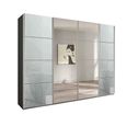Beluga Extra Sliding Wardrobe - 271cm - 4 Door - Mirror - Graphite & Silk Grey Glass