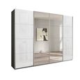 Beluga Extra Sliding Wardrobe - 271cm - 4 Door - Mirror - Graphite & White Glass