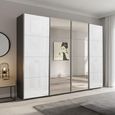 Beluga Extra Sliding Wardrobe - 271cm - 4 Door - Mirror - Graphite & White Glass