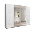 Beluga Extra Sliding Wardrobe - 271cm - 4 Door - Mirror - Silk Grey & White Glass
