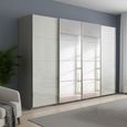 Beluga Extra Sliding Wardrobe - 271cm - 4 Door - Mirror - Silk Grey & White High Gloss