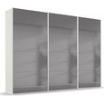 Beluga Extra Sliding Wardrobe - 316cm - 3 Door - Grey Mirrored - Alpine White
