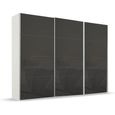 Beluga Extra Sliding Wardrobe - 316cm - 3 Door - Alpine White & Basalt Glass