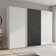 Beluga Extra Sliding Wardrobe - 316cm - 3 Door - Alpine White & Basalt Glass Front