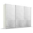 Beluga Extra Sliding Wardrobe - 316cm - 3 Door - Alpine White & White Glass