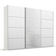 Beluga Extra Sliding Wardrobe - 316cm - 3 Door - Alpine White & White Glass Front