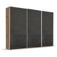 Beluga Extra Sliding Wardrobe - 316cm - 3 Door - Artisan Oak & Basalt Glass