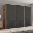 Beluga Extra Sliding Wardrobe - 316cm - 3 Door - Artisan Oak & Basalt Glass