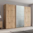 Beluga Extra Sliding Wardrobe - 316cm - 3 Door - Artisan Oak & Silk Grey Glass Front