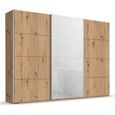 Beluga Extra Sliding Wardrobe - 316cm - 3 Door - Artisan Oak & White Glass Front