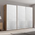 Beluga Extra Sliding Wardrobe - 316cm - 3 Door - Artisan Oak & White Glass
