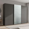 Beluga Extra Sliding Wardrobe - 316cm - 3 Door - Graphite & Silk Grey Glass Front