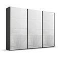 Beluga Extra Sliding Wardrobe - 316cm - 3 Door - Graphite & White Glass