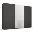 Beluga Extra Sliding Wardrobe - 316cm - 3 Door - Graphite & White Glass Front