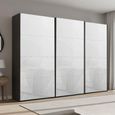 Beluga Extra Sliding Wardrobe - 316cm - 3 Door - Graphite & White Glass