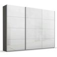 Beluga Extra Sliding Wardrobe - 316cm - 3 Door - Graphite & White High Gloss