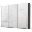 Beluga Extra Sliding Wardrobe - 316cm - 3 Door - Graphite & White High Gloss