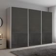 Beluga Extra Sliding Wardrobe - 316cm - 3 Door - Silk Grey & Basalt Glass