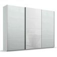 Beluga Extra Sliding Wardrobe - 316cm - 3 Door - Silk Grey & White Glass Front