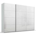 Beluga Extra Sliding Wardrobe - 316cm - 3 Door - Silk Grey & White High Gloss