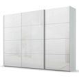 Beluga Extra Sliding Wardrobe - 316cm - 3 Door - Silk Grey & White High Gloss