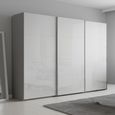 Beluga Extra Sliding Wardrobe - 316cm - 3 Door - Silk Grey & White High Gloss