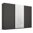 Beluga Extra Sliding Wardrobe - 316cm - 3 Door - White High Gloss & Graphite Front
