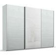 Beluga Extra Sliding Wardrobe - 316cm - 3 Door - White High Gloss & Silk Grey Front