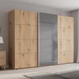 Rauch Beluga Extra 316cm 3 Door Sliding Wardrobe with Grey Mirror - Artisan Oak