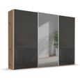 Beluga Extra Sliding Wardrobe - 316cm - 3 Door - Mirror - Artisan Oak & Basalt Glass