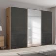 Beluga Extra Sliding Wardrobe - 316cm - 3 Door - Mirror - Artisan Oak & Basalt Glass