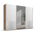 Beluga Extra Sliding Wardrobe - 316cm - 3 Door - Mirror - Artisan Oak & White Glass