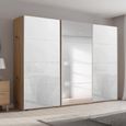 Beluga Extra Sliding Wardrobe - 316cm - 3 Door - Mirror - Artisan Oak & White Glass
