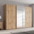 Beluga Extra Sliding Wardrobe - 316cm - 3 Door - Mirror - Artisan Oak